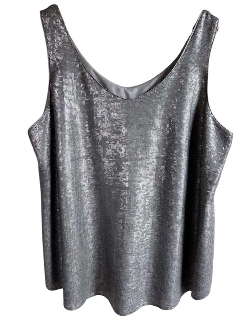Eileen Fisher Silk Sequin Tank Top Womens 2X Gray Sleeveless Evening